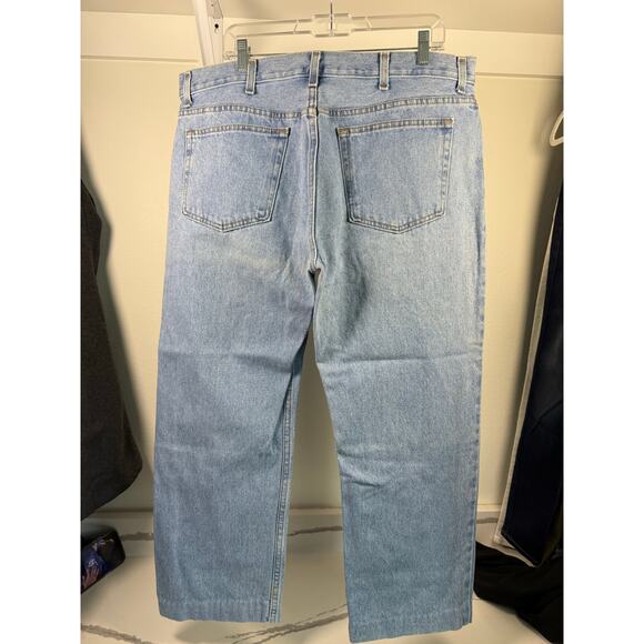 George Men's Light Wash Jeans Workwear HEMMED 38x28 - Picture 4 of 6